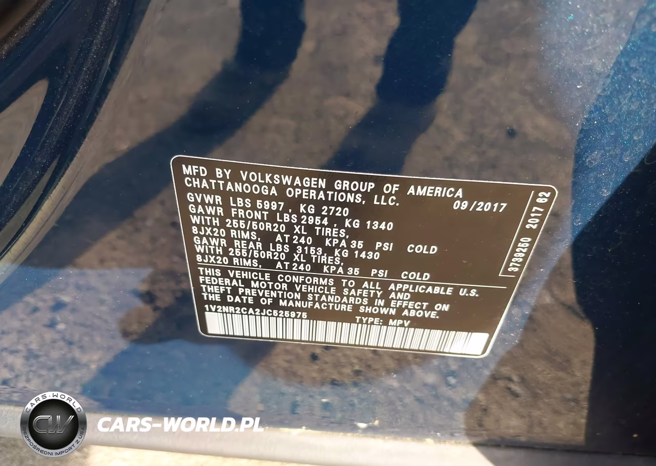 2018 Volkswagen Atlas 3.6L V6 Sel Premium VIN:1V2NR2CA2JC525975 - 9