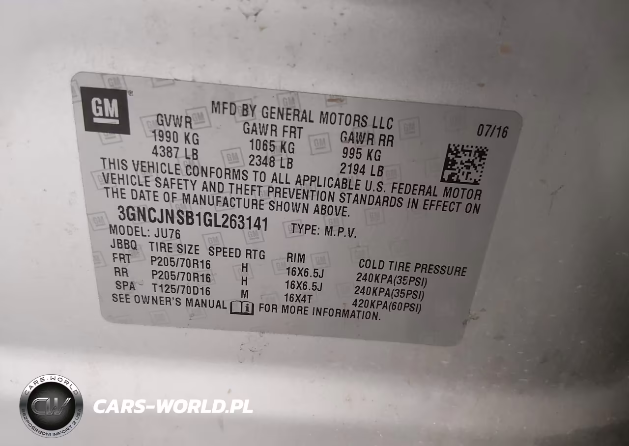 2016 Chevrolet Trax Ls VIN:3GNCJNSB1GL263141 - 9