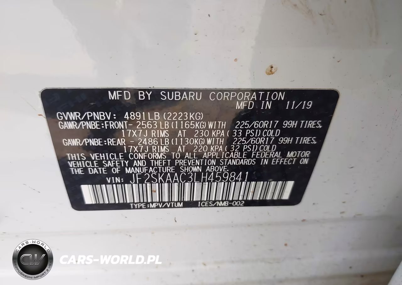 2020 Subaru Forester VIN:JF2SKAAC3LH459841 - 9