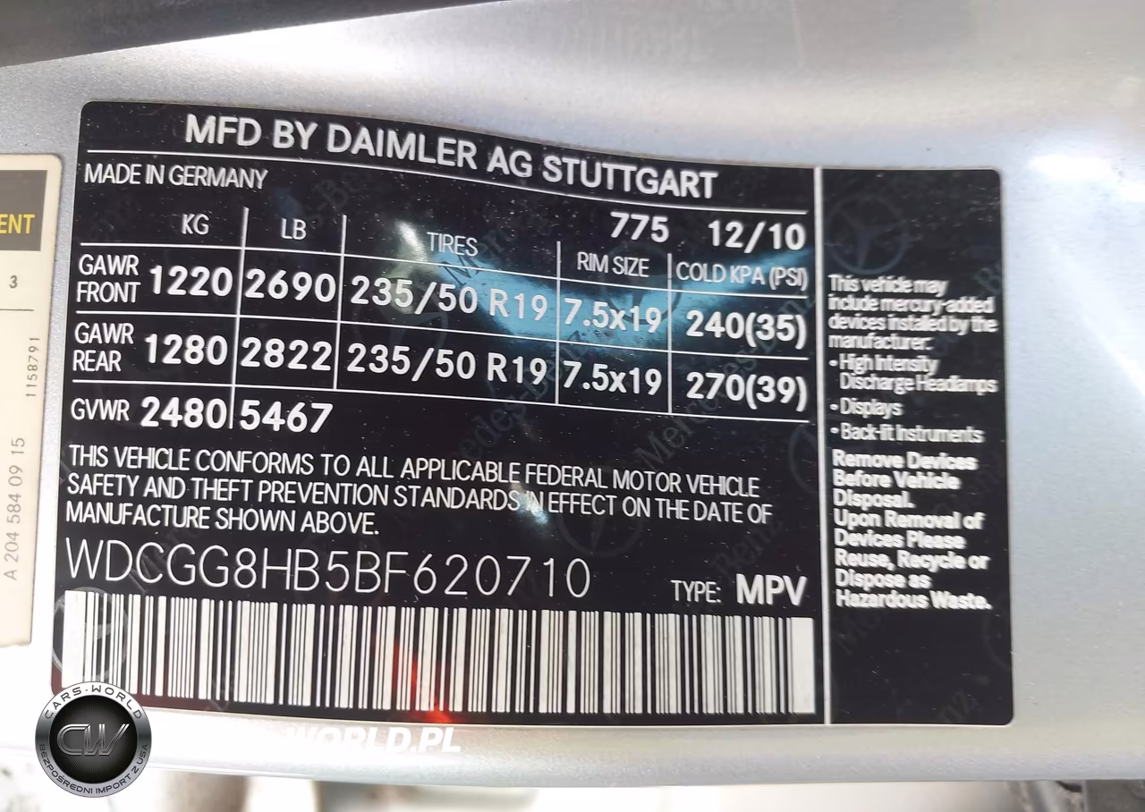 2011 Mercedes-Benz Glk 350 4Matic VIN:WDCGG8HB5BF620710 - 9