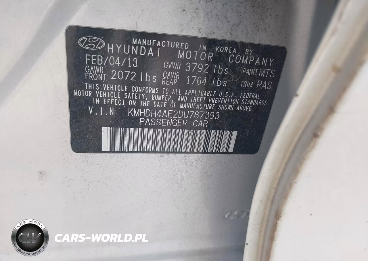 2013 Hyundai Elantra Limited VIN:KMHDH4AE2DU787393 - 9
