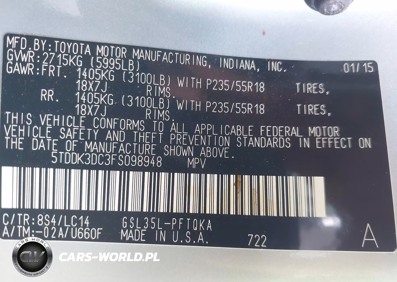 2015 Toyota Sienna Xle Premium 7 Passenger VIN:5TDDK3DC3FS098948 - 9