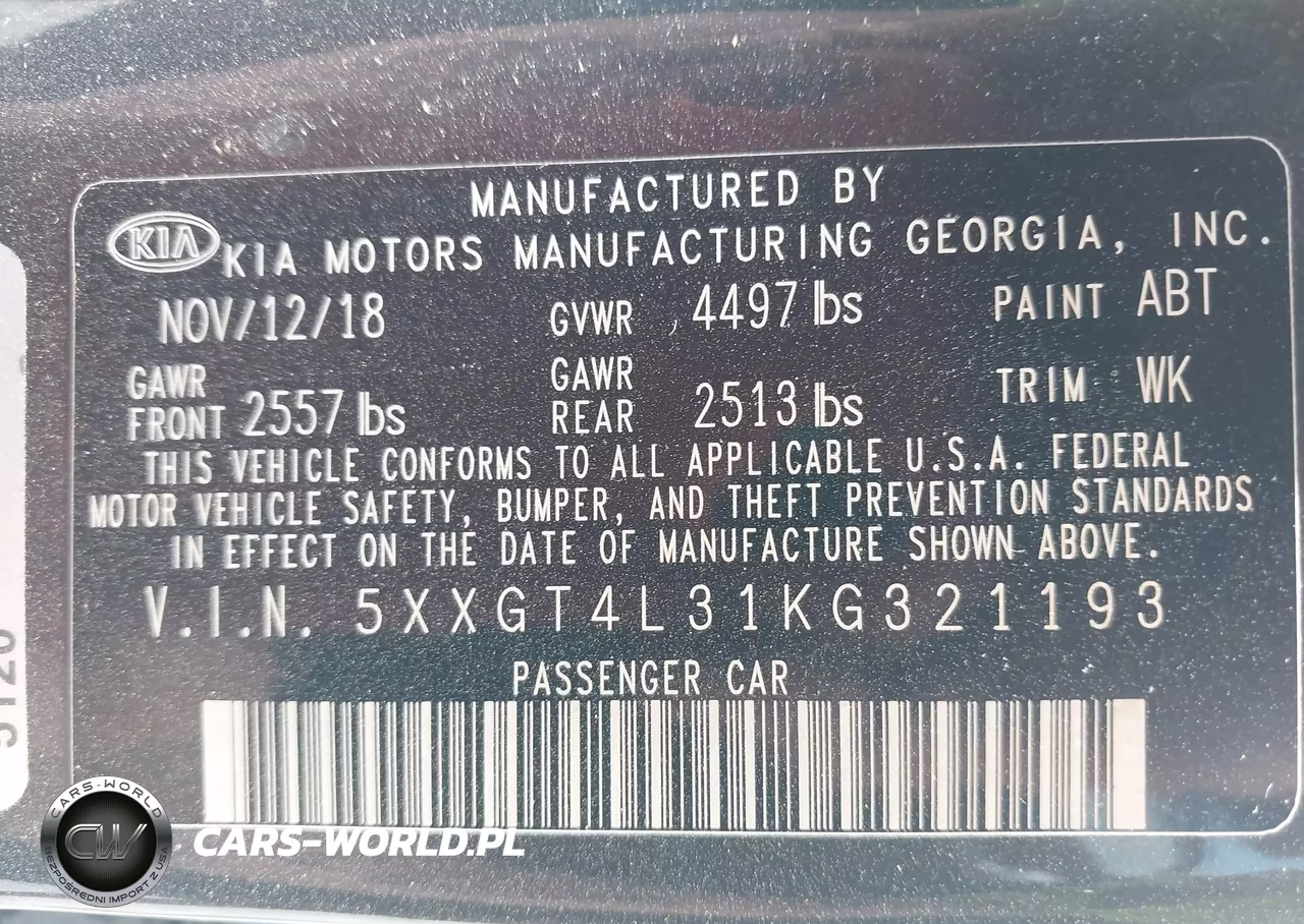 2019 Kia Optima Lx VIN:5XXGT4L31KG321193 - 9