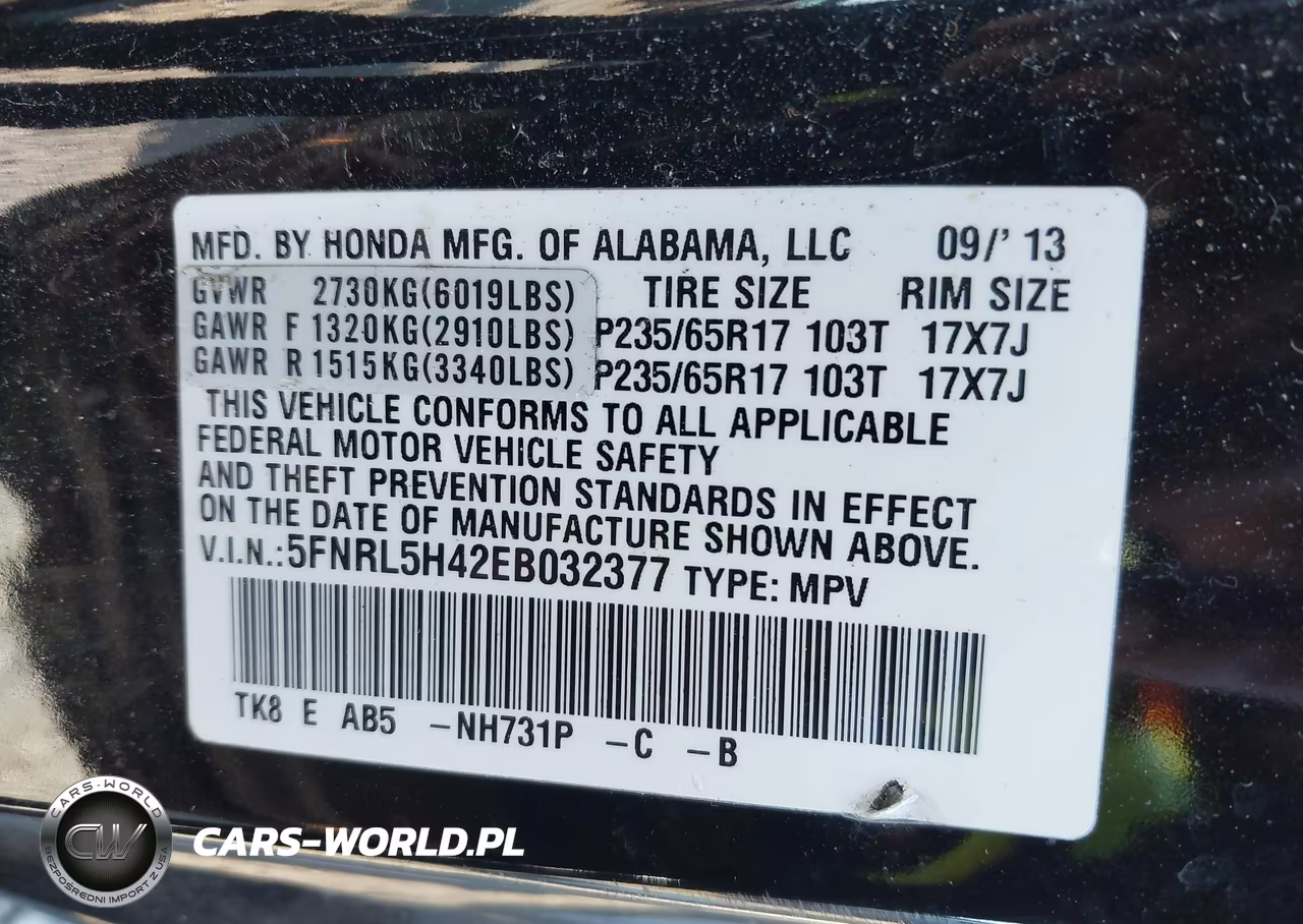 2014 Honda Odyssey Ex VIN:5FNRL5H42EB032377 - 9