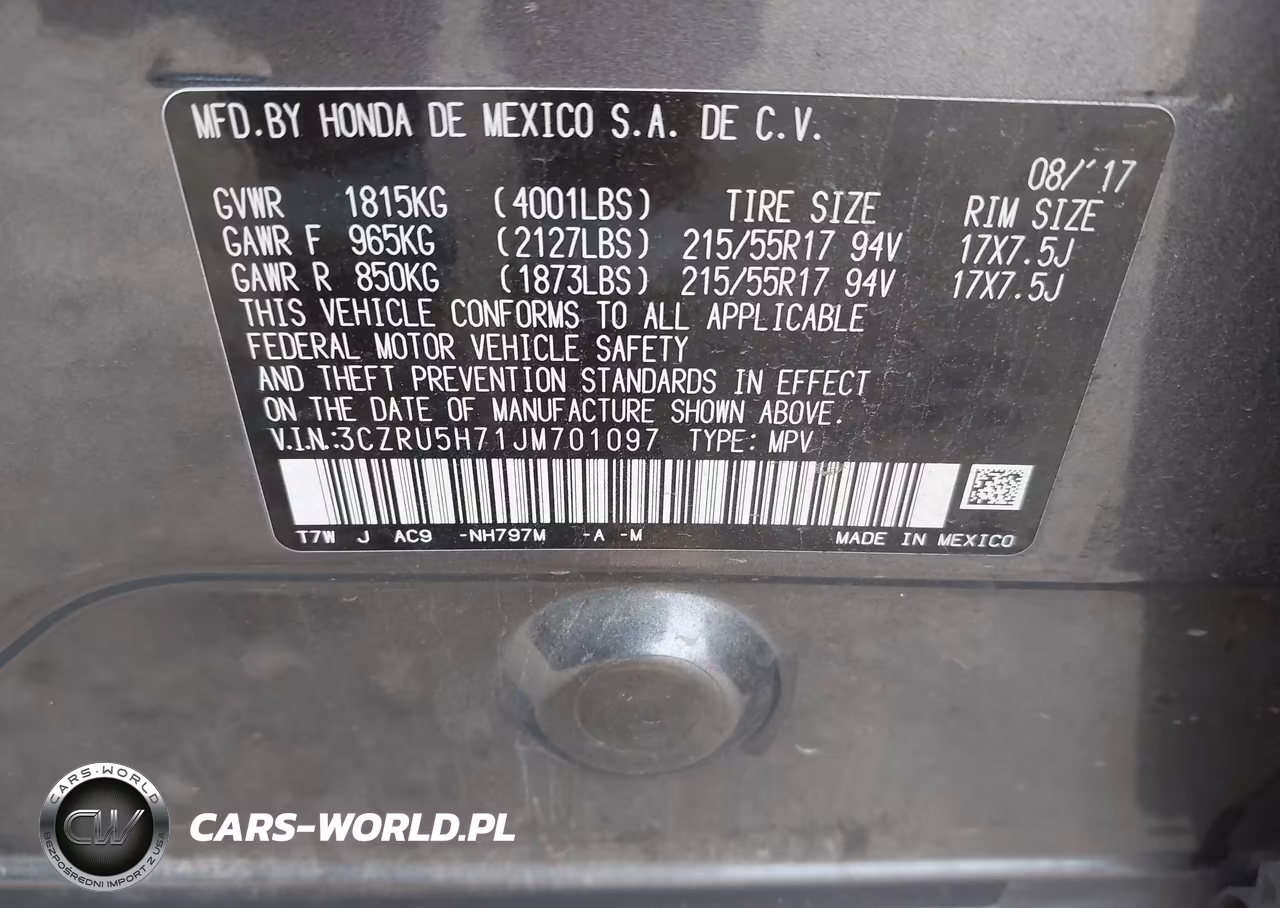 2018 Honda Hr-V Ex-L VIN:3CZRU5H71JM701097 - 9