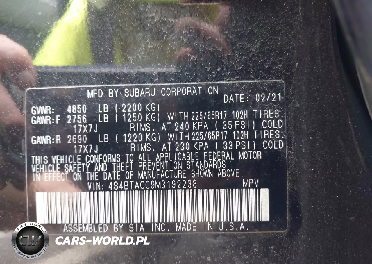 2021 Subaru Outback Premium VIN:4S4BTACC9M3192238 - 9