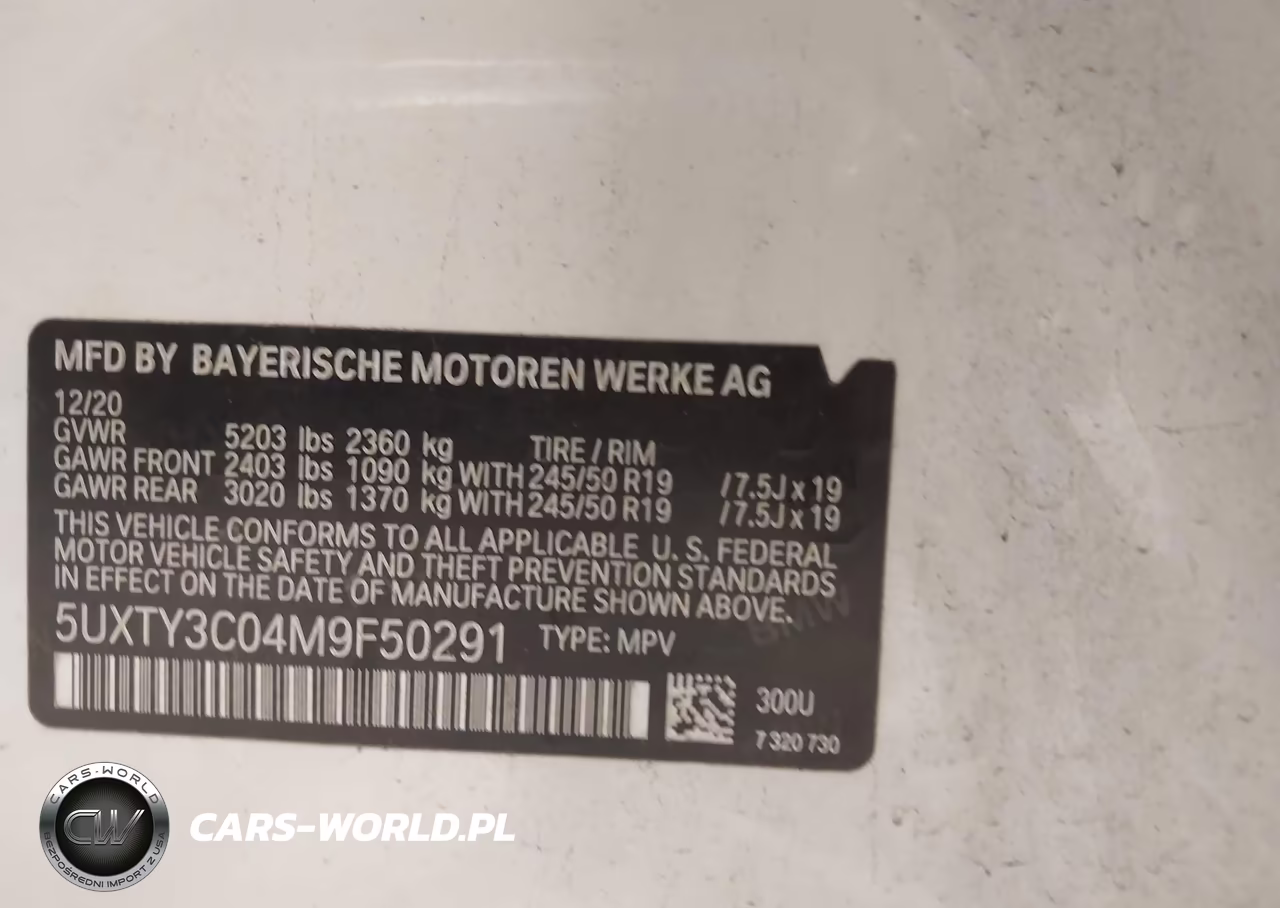 2021 BMW X3 Sdrive30I VIN:5UXTY3C04M9F50291 - 9