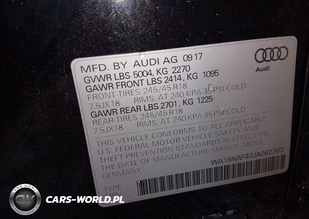 2018 Audi A4 Allroad 2.0T Premium-2.0T Tech Premium VIN:WA18NAF40JA062363 - 9