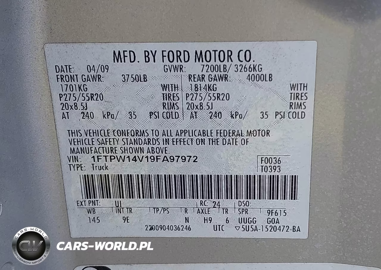 2009 Ford F-150 Fx4-King Ranch-Lariat-Platinum-Xl-Xlt VIN:1FTPW14V19FA97972 - 9