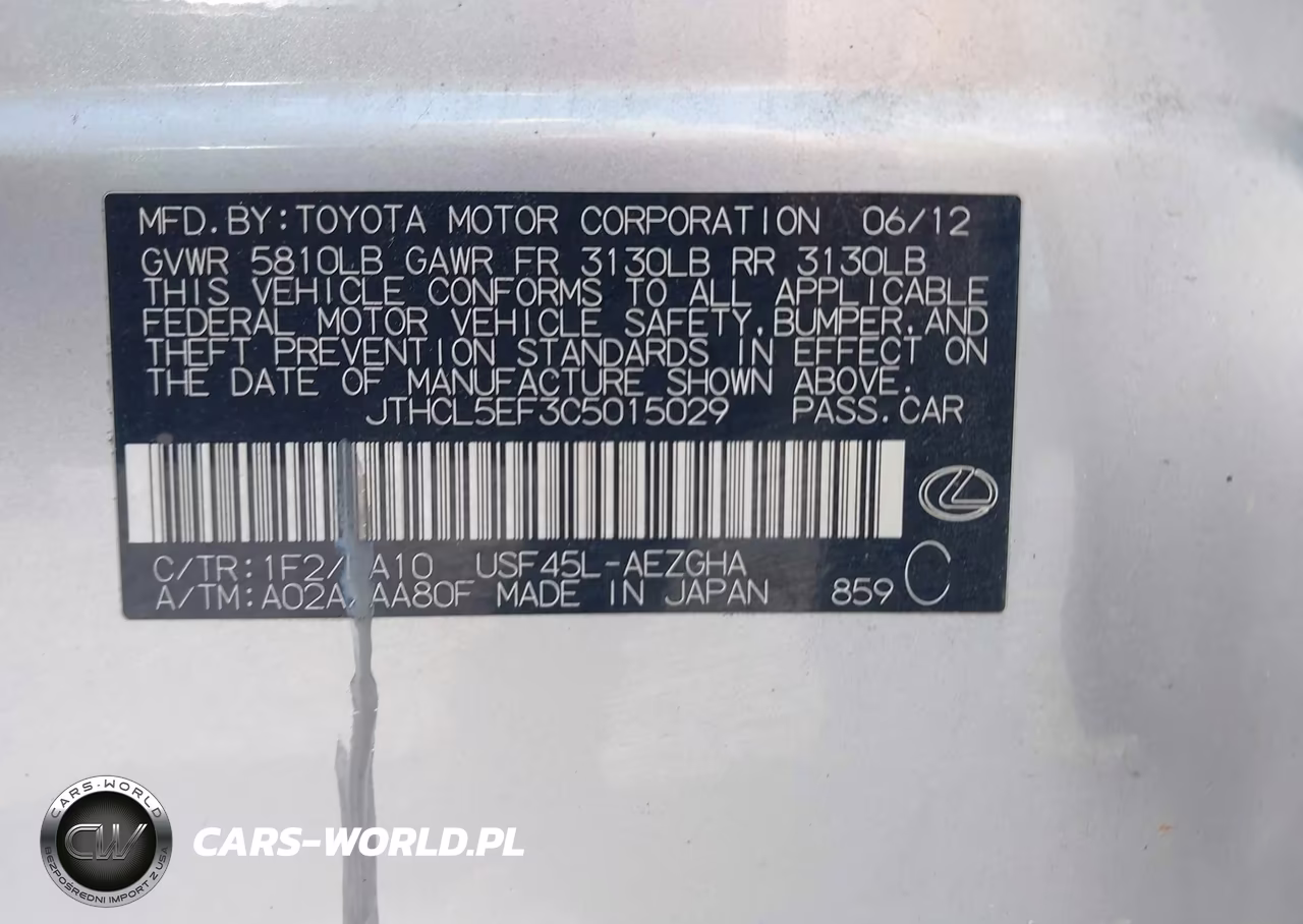 2012 Lexus Ls 460 VIN:JTHCL5EF3C5015029 - 9