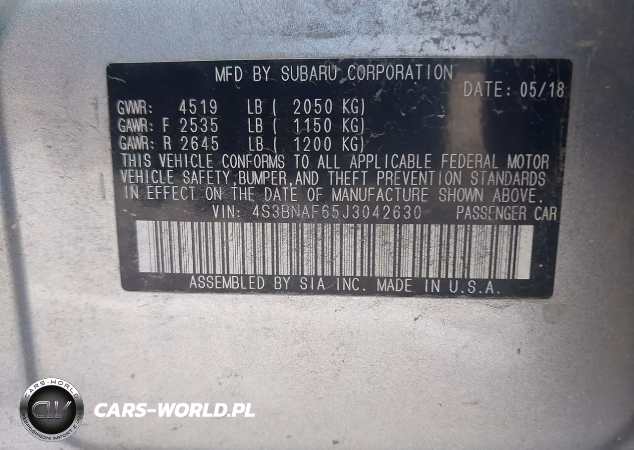 2018 Subaru Legacy 2.5I Premium VIN:4S3BNAF65J3042630 - 9