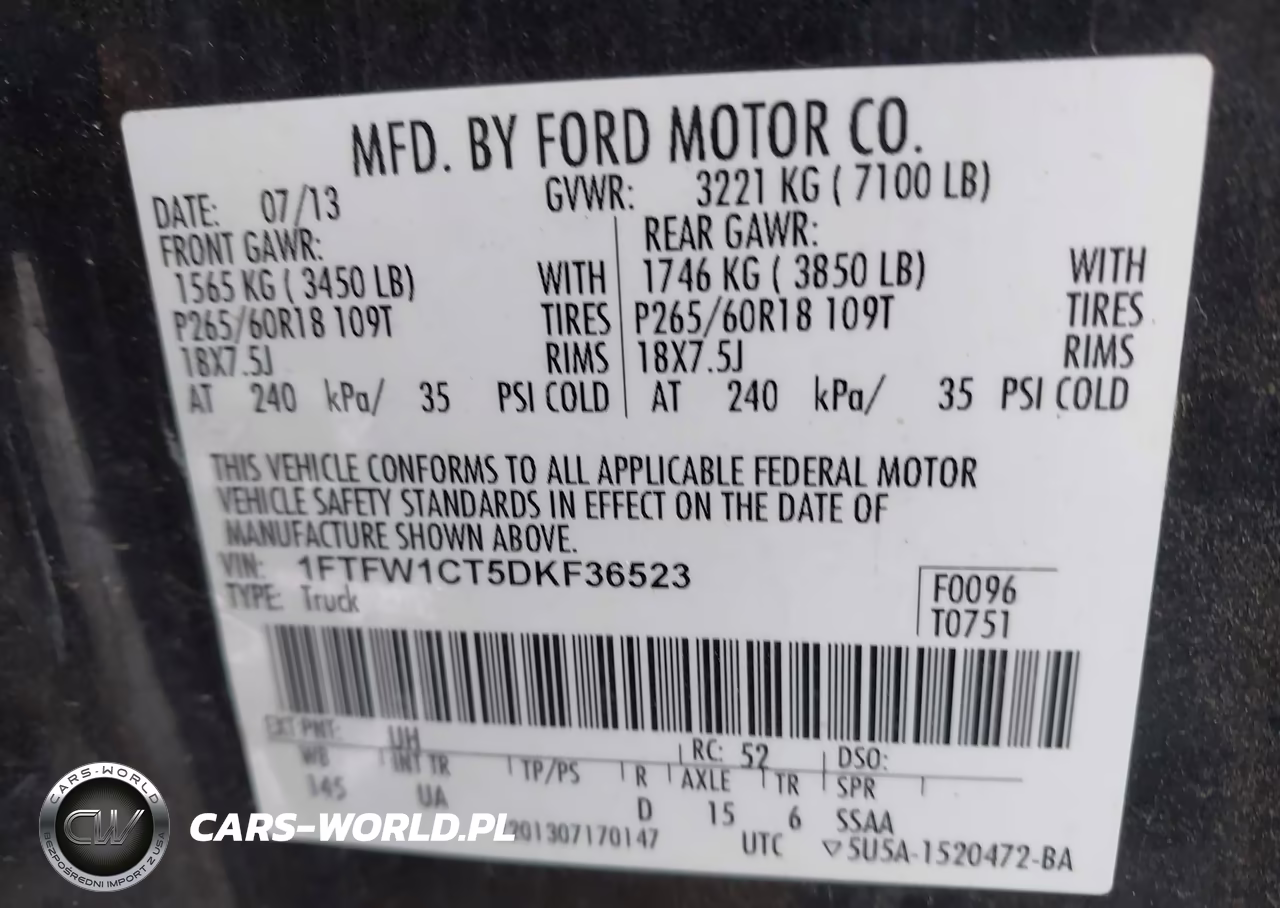 2013 Ford F-150 Xlt VIN:1FTFW1CT5DKF36523 - 9