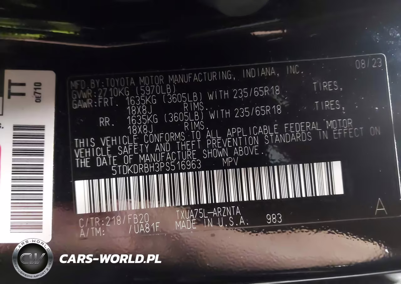 2023 Toyota Highlander Le VIN:5TDKDRBH3PS516963 - 9