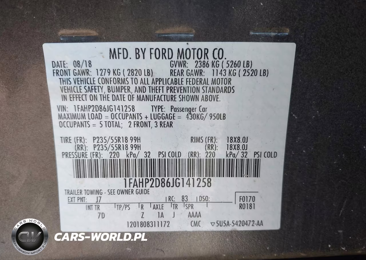 2018 Ford Taurus Se VIN:1FAHP2D86JG141258 - 9