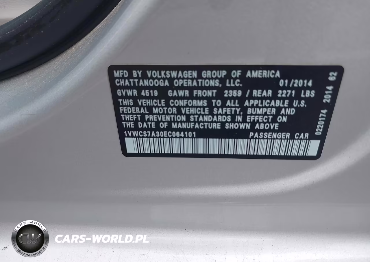 2014 Volkswagen Passat 1.8T Sel Premium VIN:1VWCS7A30EC064101 - 9