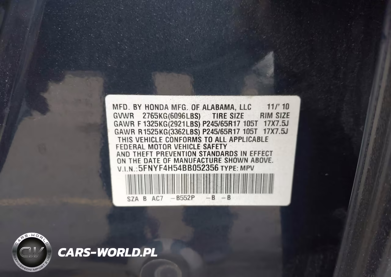 2011 Honda Pilot Ex-L VIN:5FNYF4H54BB052356 - 9