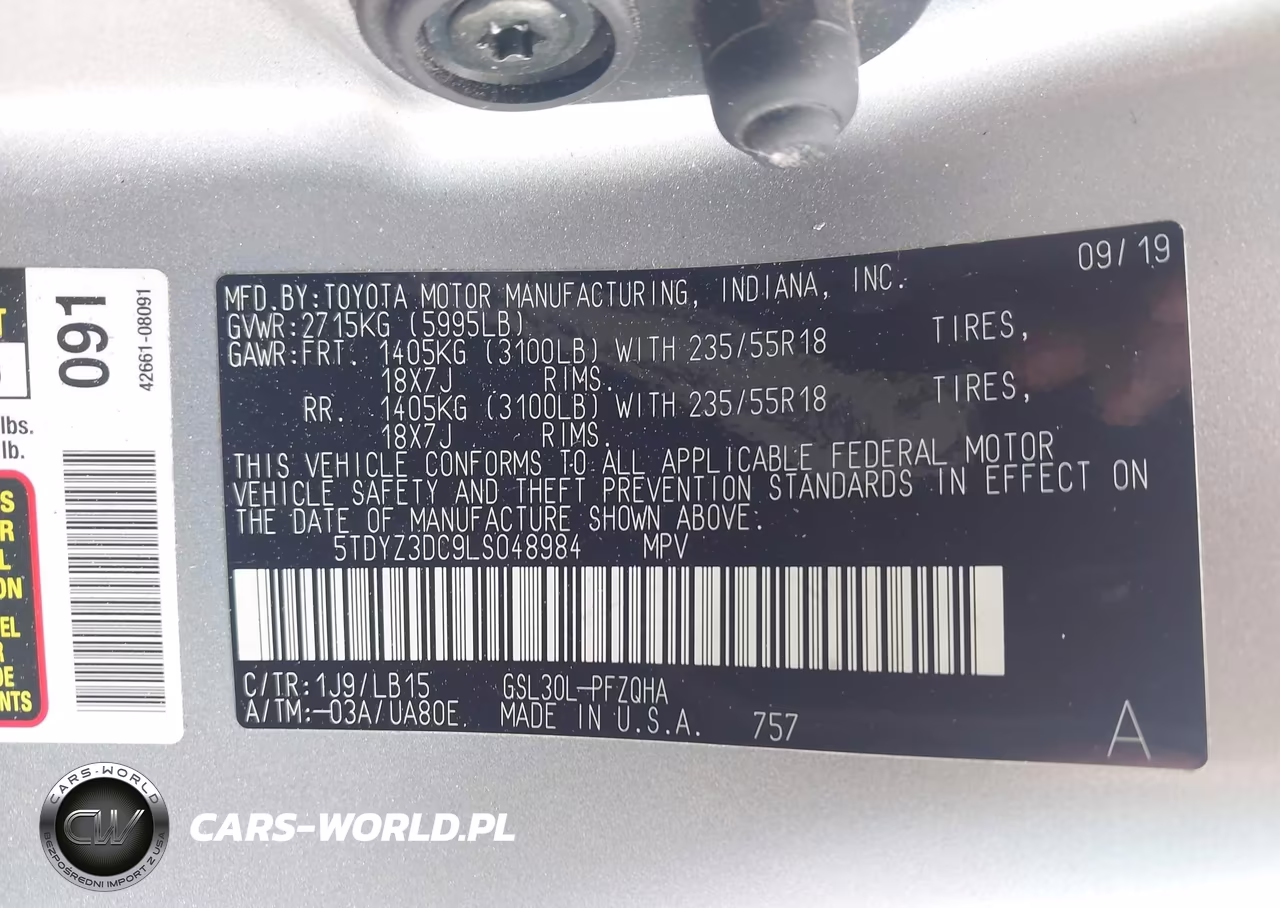 2020 Toyota Sienna Limited Premium VIN:5TDYZ3DC9LS048984 - 9