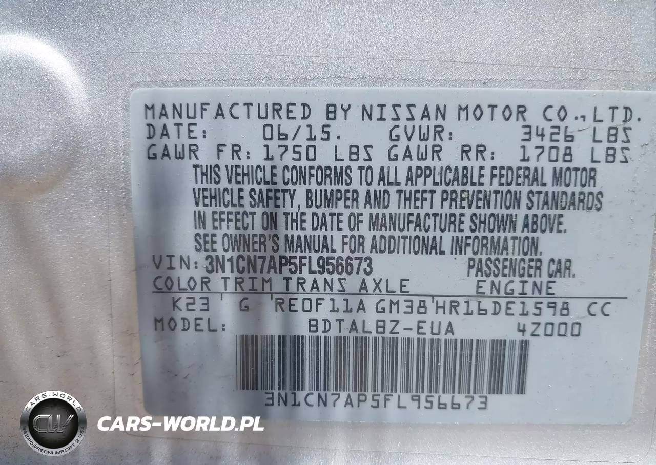 2015 Nissan Versa 1.6 Sv VIN:3N1CN7AP5FL956673 - 9