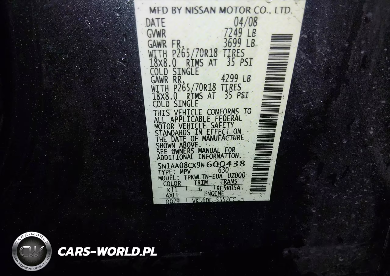 2009 Nissan Armada Se VIN:5N1AA08CX9N600438 - 9