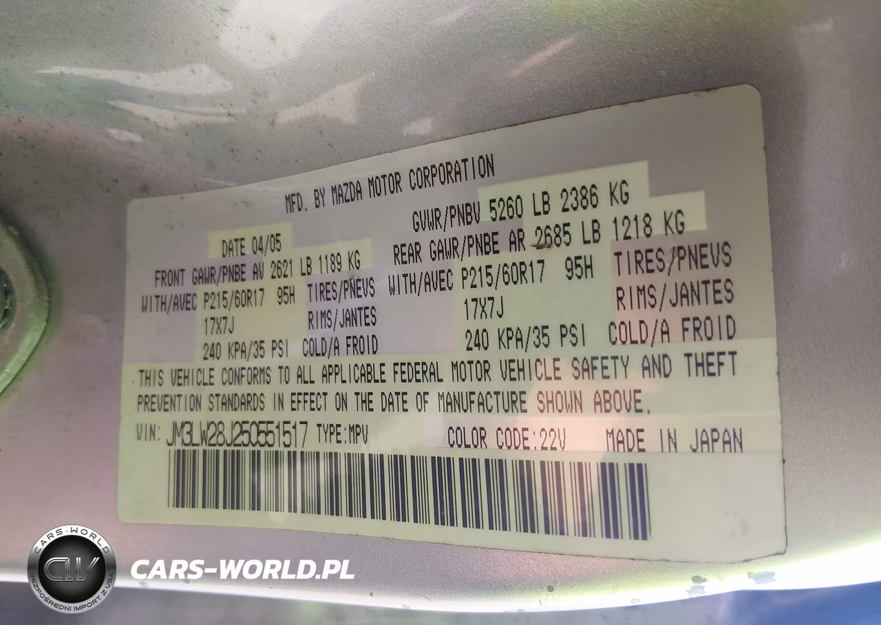 2005 Mazda Mpv Es VIN:JM3LW28J250551517 - 9