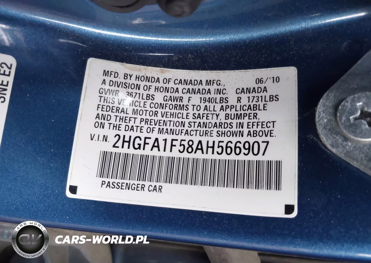 2010 Honda Civic Lx VIN:2HGFA1F58AH566907 - 9