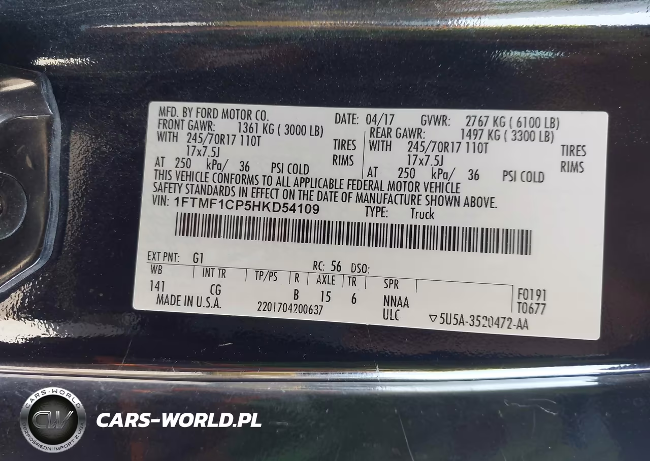 2017 Ford F-150 Xl VIN:1FTMF1CP5HKD54109 - 9