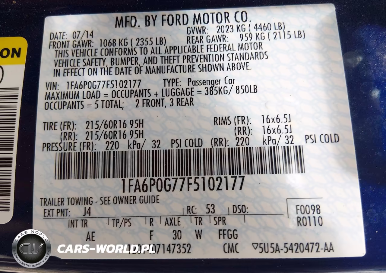 2015 Ford Fusion S VIN:1FA6P0G77F5102177 - 9
