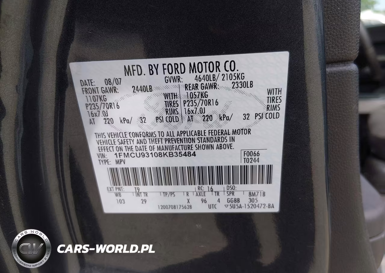 2008 Ford Escape Xlt VIN:1FMCU93108KB35484 - 9