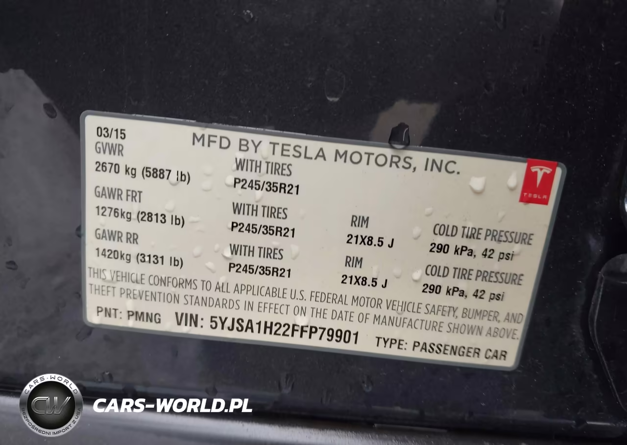 2015 Tesla Model S 70D-85D-P85D VIN:5YJSA1H22FFP79901 - 9