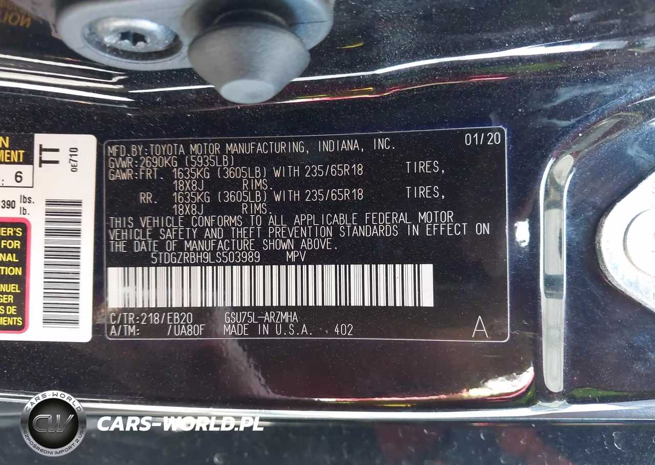 2020 Toyota Highlander Xle VIN:5TDGZRBH9LS503989 - 9