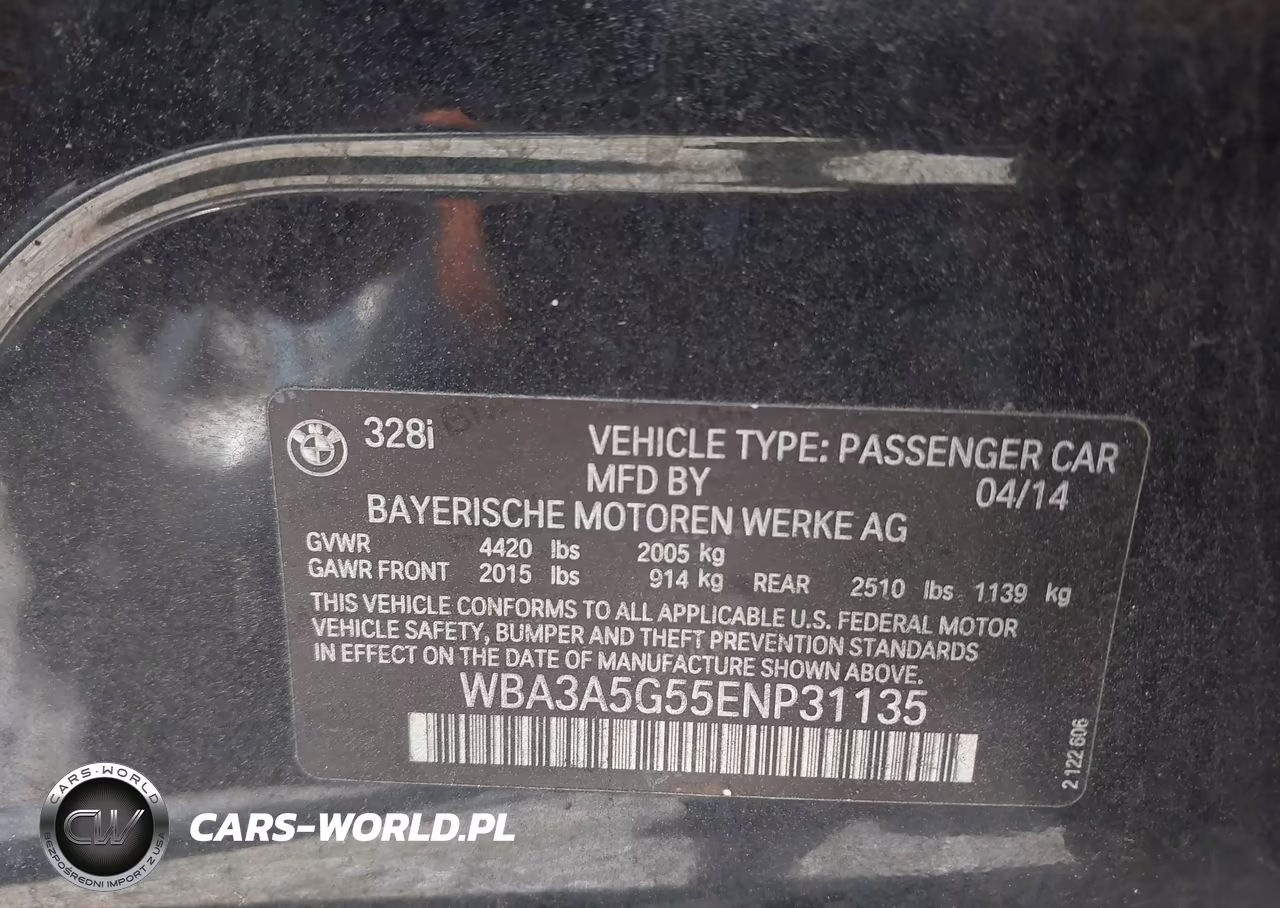 2014 BMW 328I VIN:WBA3A5G55ENP31135 - 9