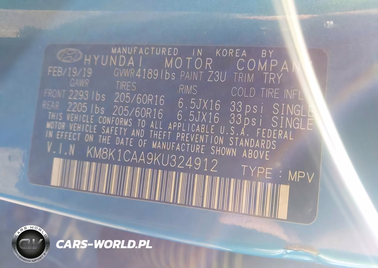 2019 Hyundai Kona Se VIN:KM8K1CAA9KU324912 - 9