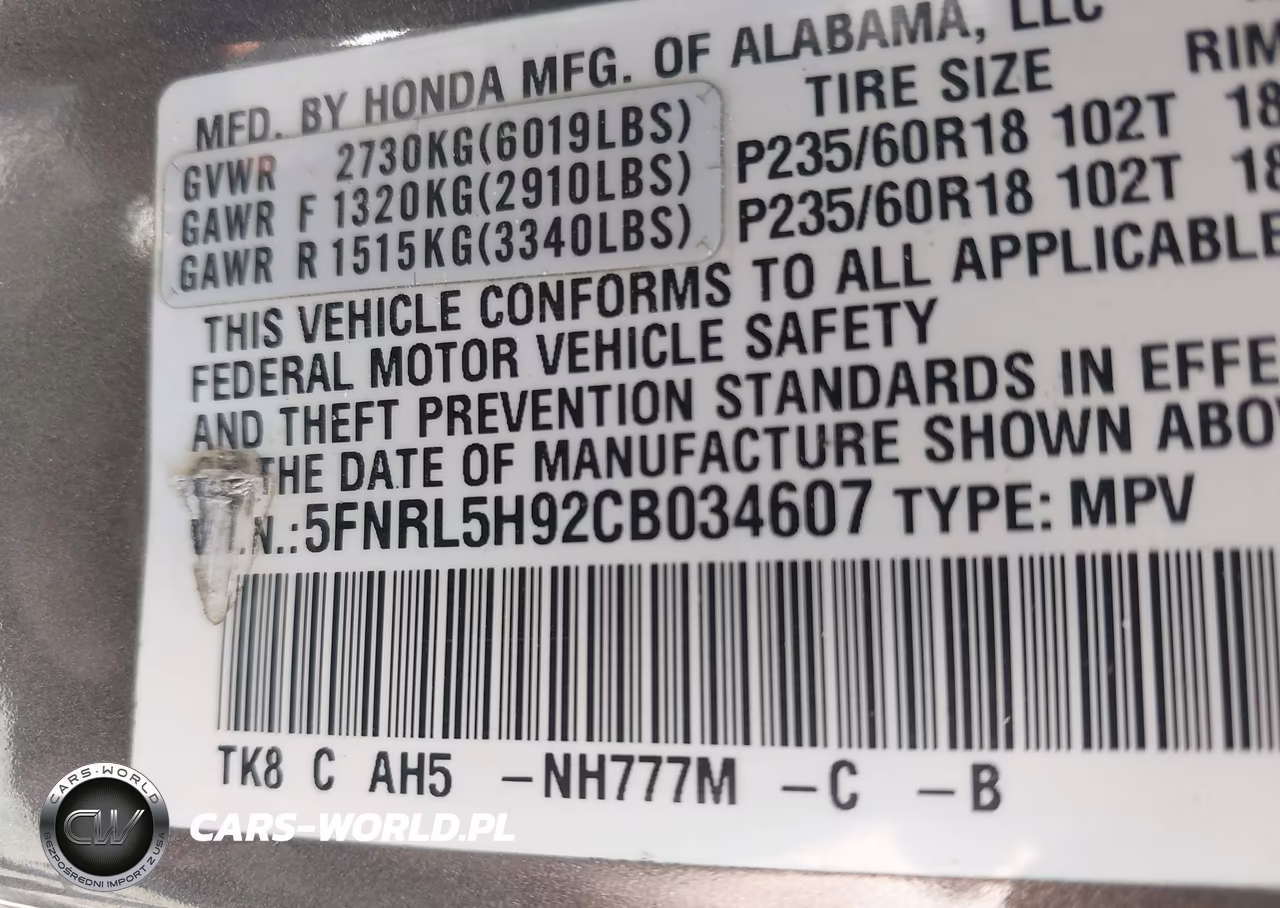 2012 Honda Odyssey Touring-Touring Elite VIN:5FNRL5H92CB034607 - 9