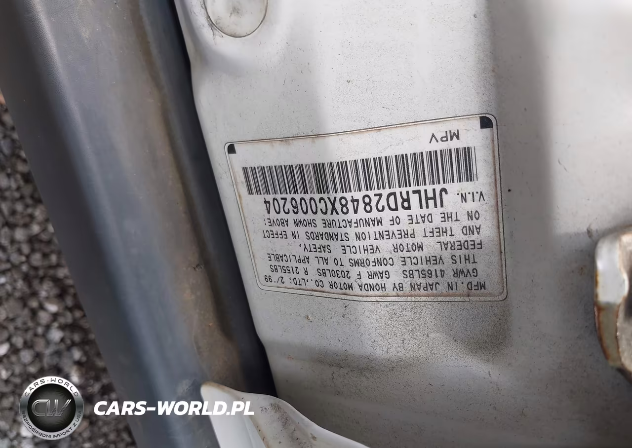 1999 Honda Cr-V Lx VIN:JHLRD2848XC006204 - 9