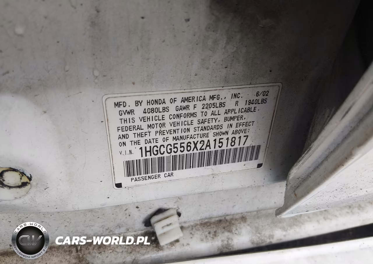 2002 Honda Accord 2.3 Ex VIN:1HGCG556X2A151817 - 9
