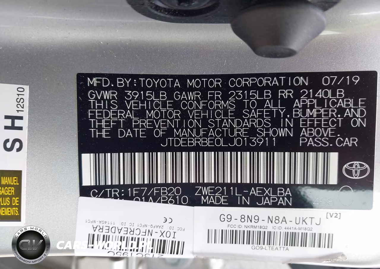 2020 Toyota Corolla Hybrid Le VIN:JTDEBRBE0LJ013911 - 9