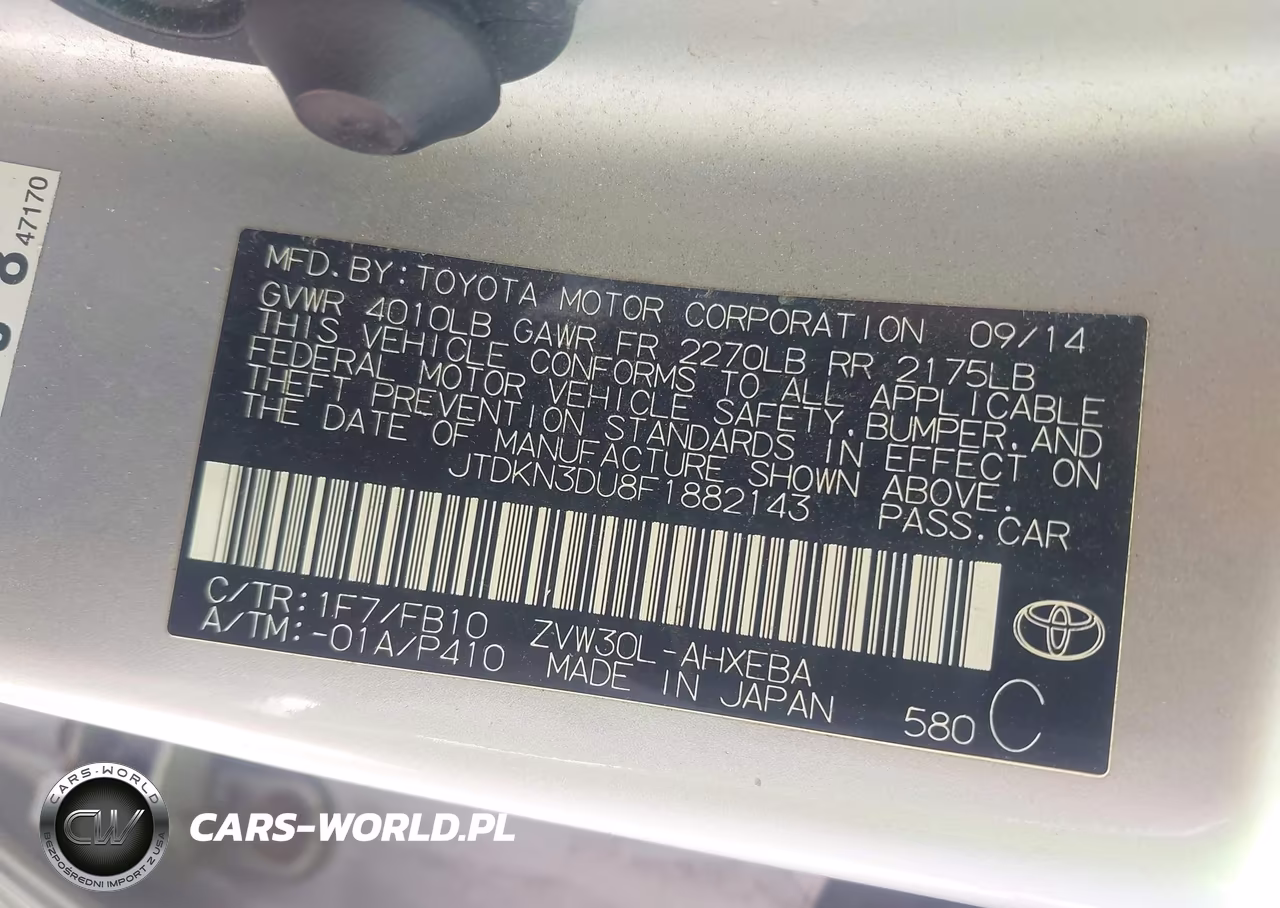 2015 Toyota Prius Two VIN:JTDKN3DU8F1882143 - 9