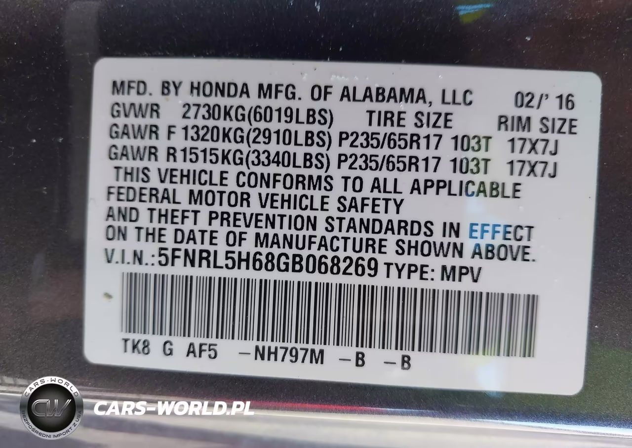 2016 Honda Odyssey Ex-L VIN:5FNRL5H68GB068269 - 9