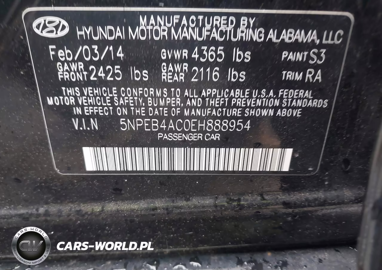 2014 Hyundai Sonata Gls VIN:5NPEB4AC0EH888954 - 9