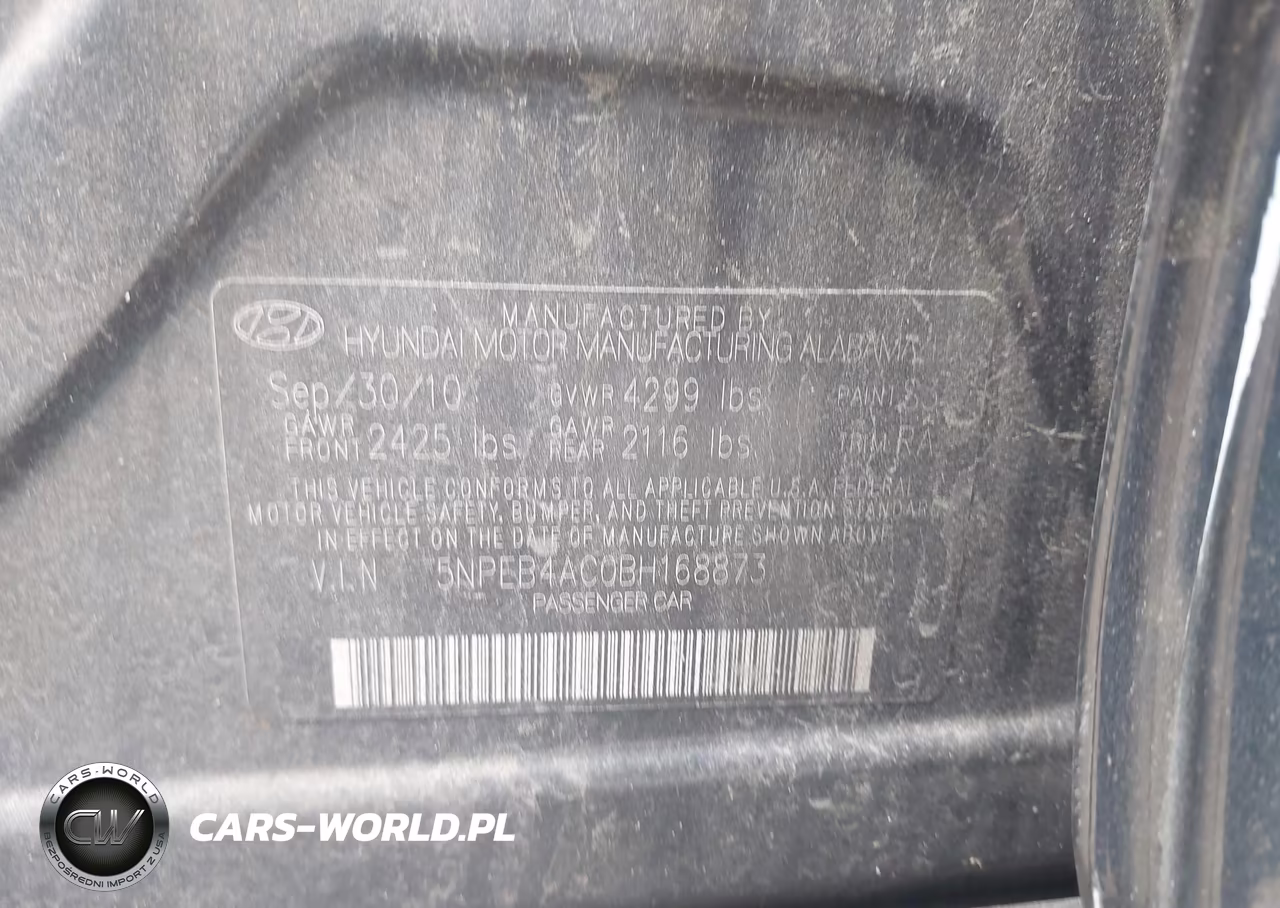 2011 Hyundai Sonata Gls VIN:5NPEB4AC0BH168873 - 9