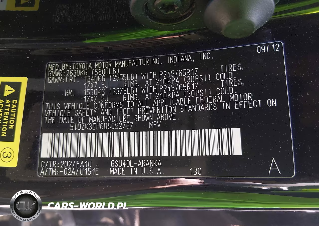 2013 Toyota Highlander Base Plus V6 VIN:5TDZK3EH6DS092767 - 9