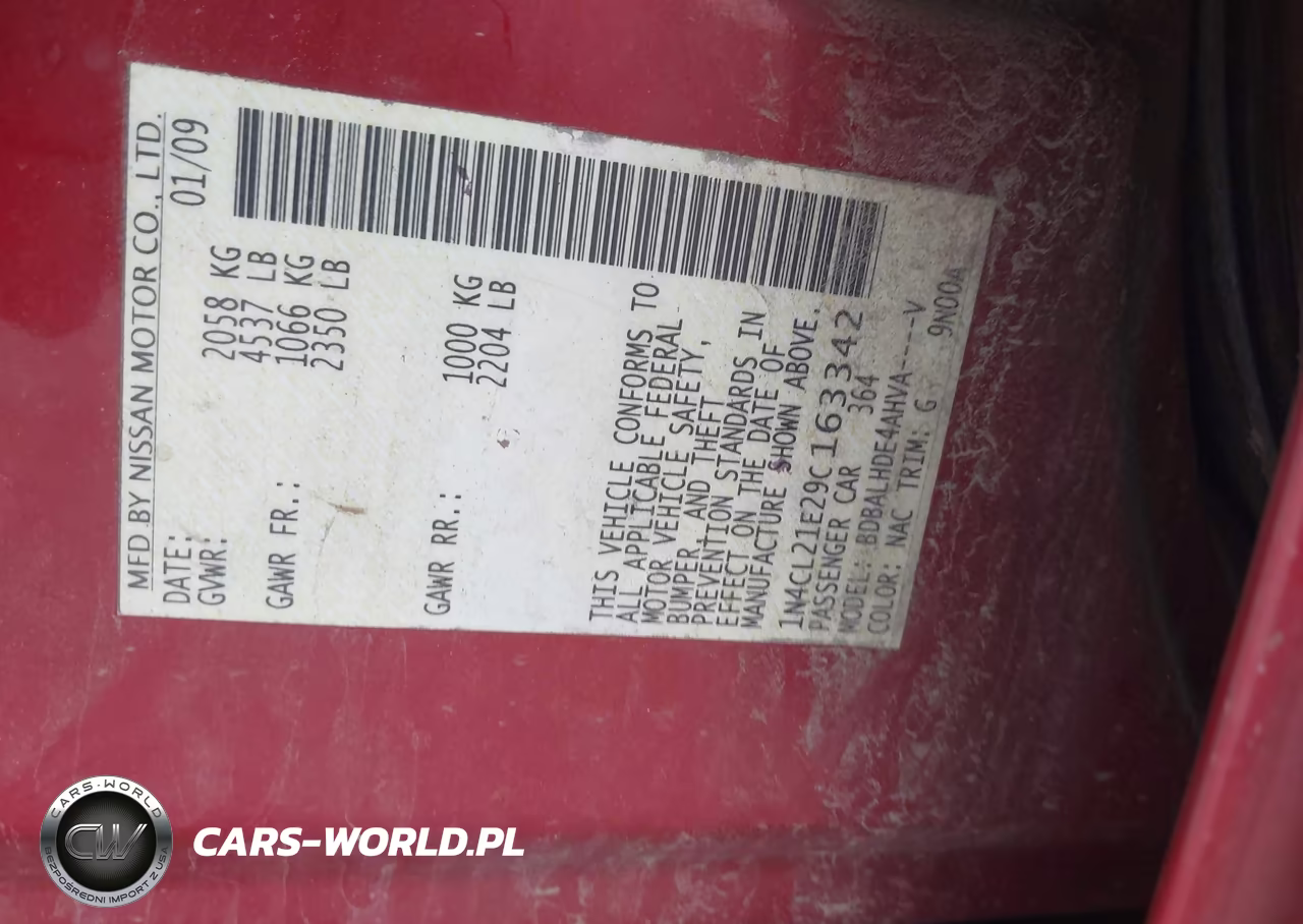 2009 Nissan Altima Hybrid VIN:1N4CL21E29C163342 - 9
