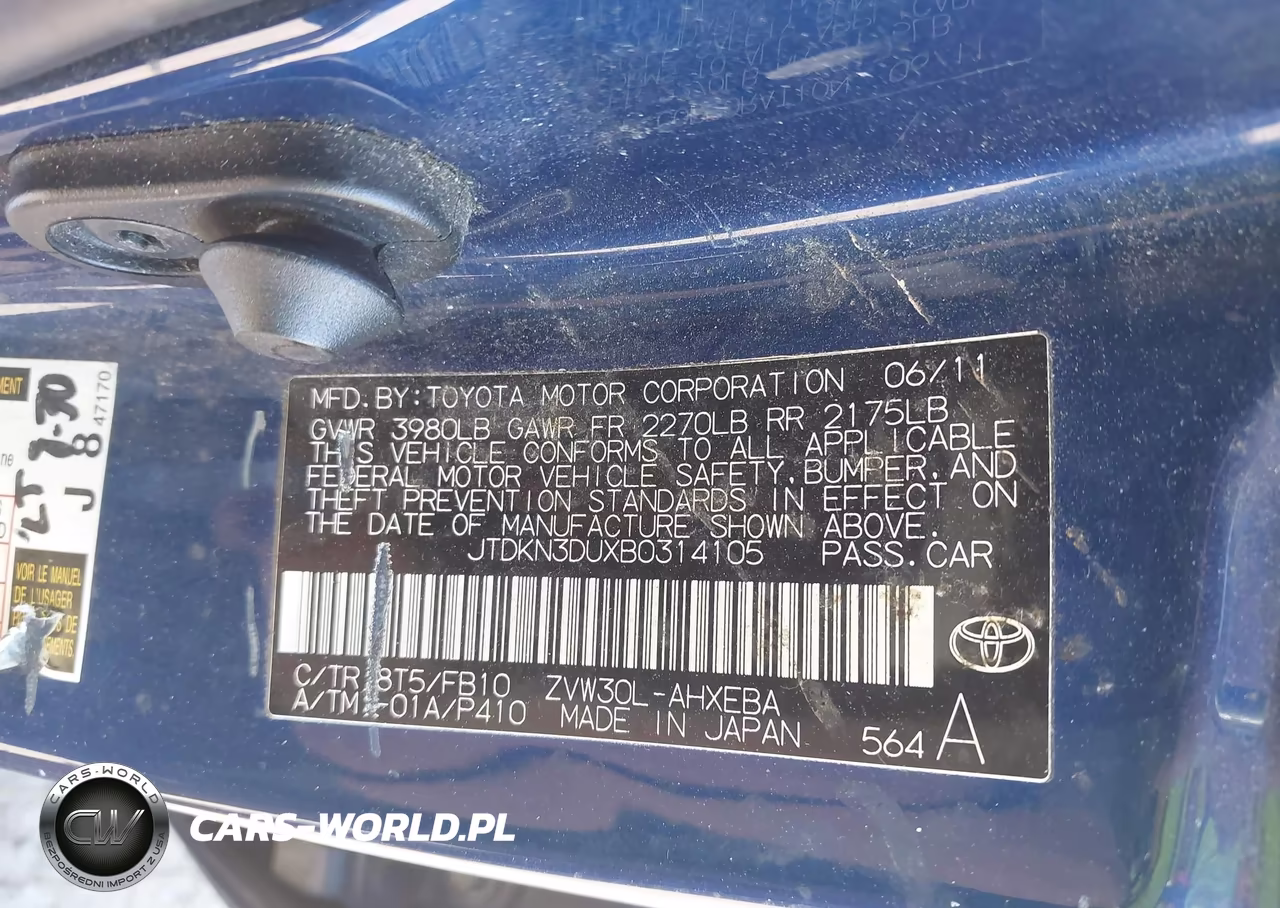 2011 Toyota Prius Two VIN:JTDKN3DUXB0314105 - 9