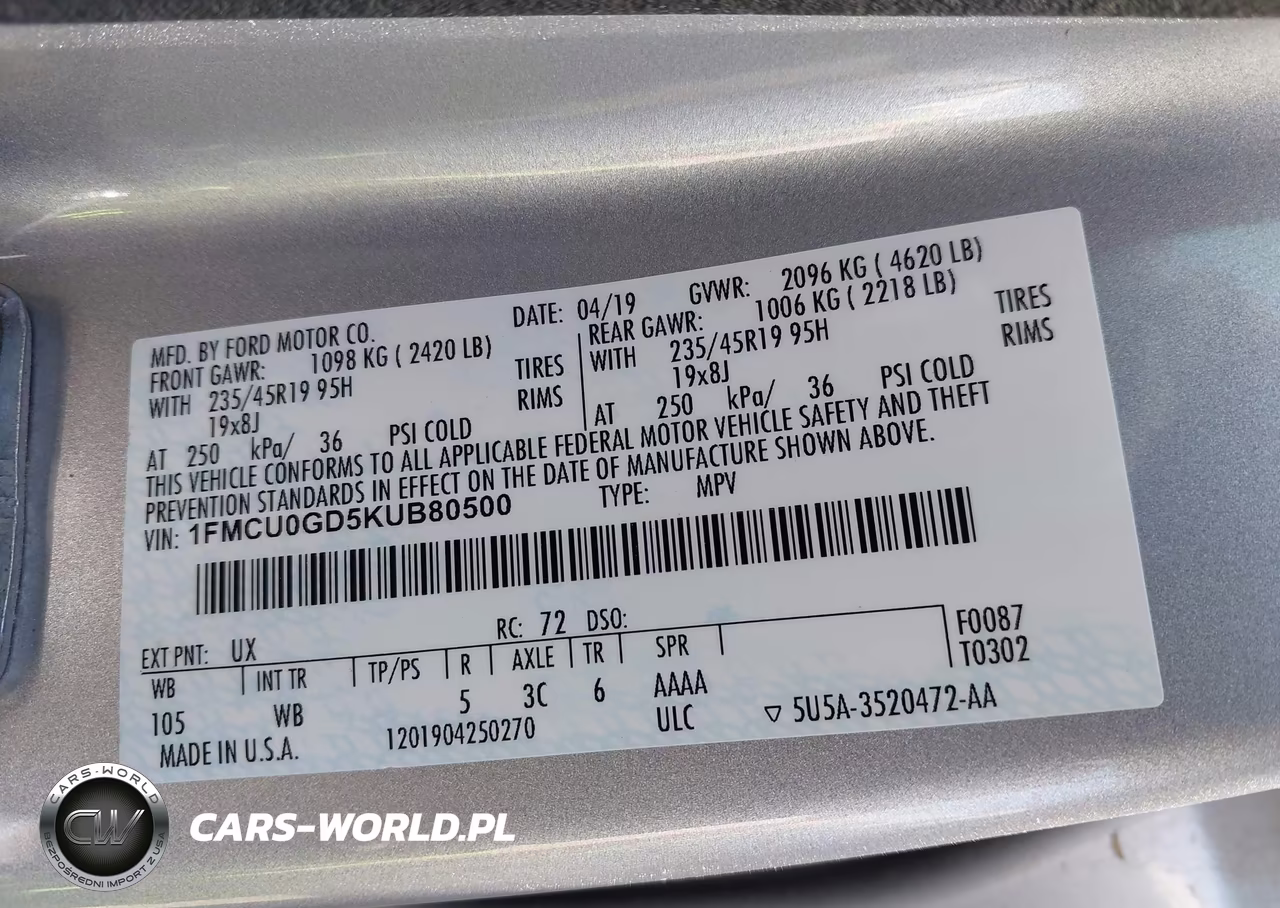 2019 Ford Escape Se VIN:1FMCU0GD5KUB80500 - 9
