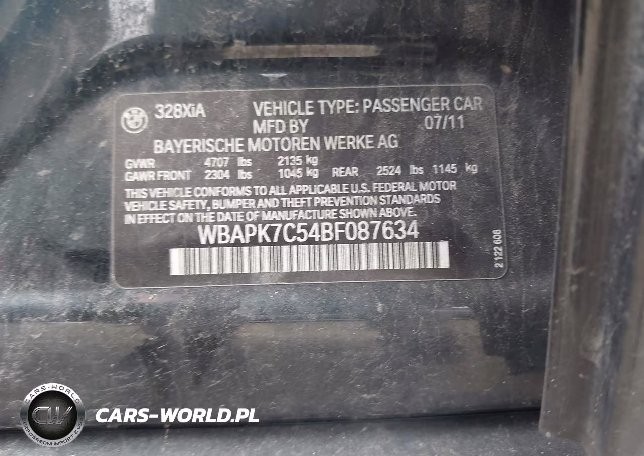 2011 BMW 328I xDrive VIN:WBAPK7C54BF087634 - 9