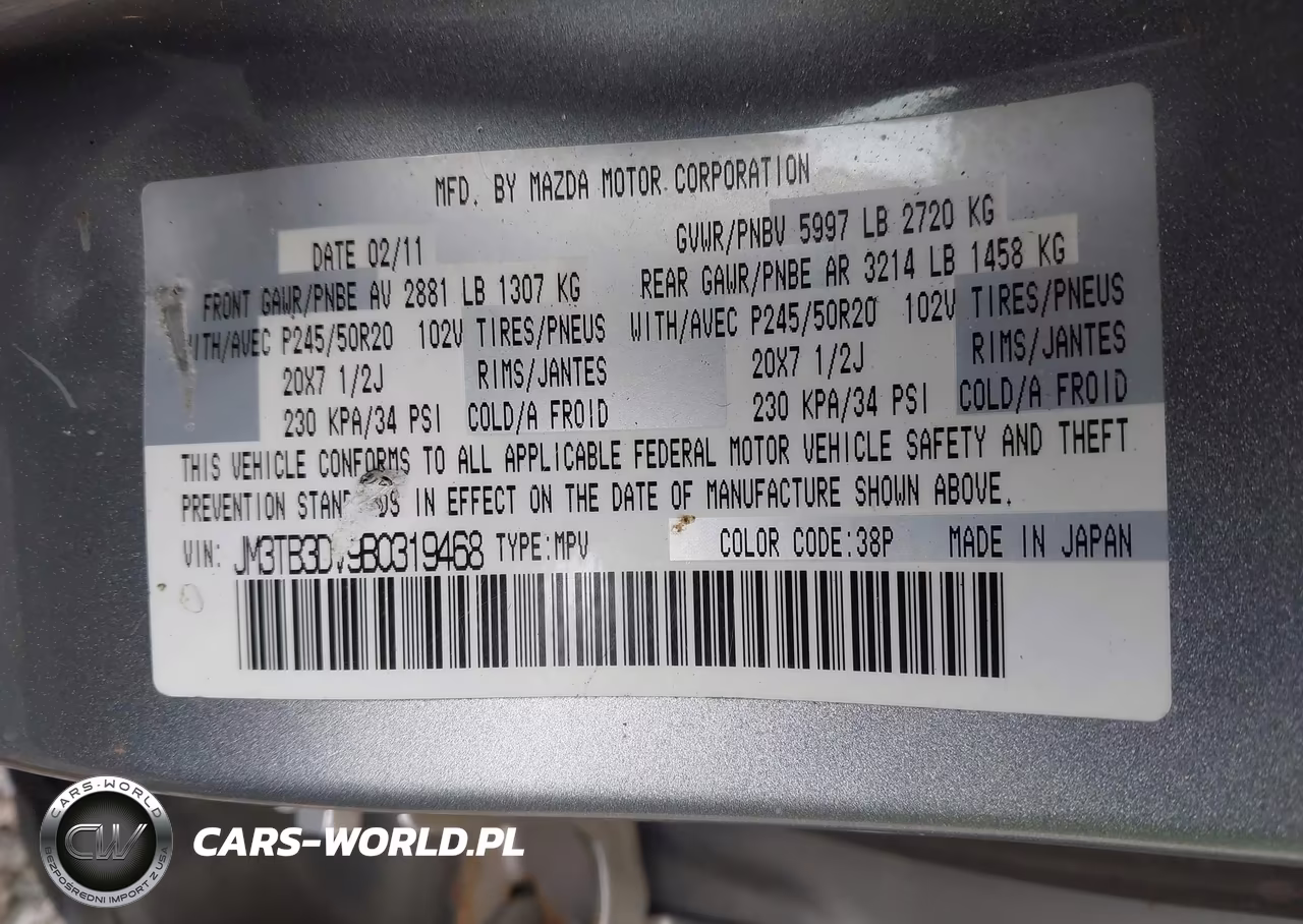 2011 Mazda Cx-9 Grand Touring VIN:JM3TB3DV9B0319468 - 9