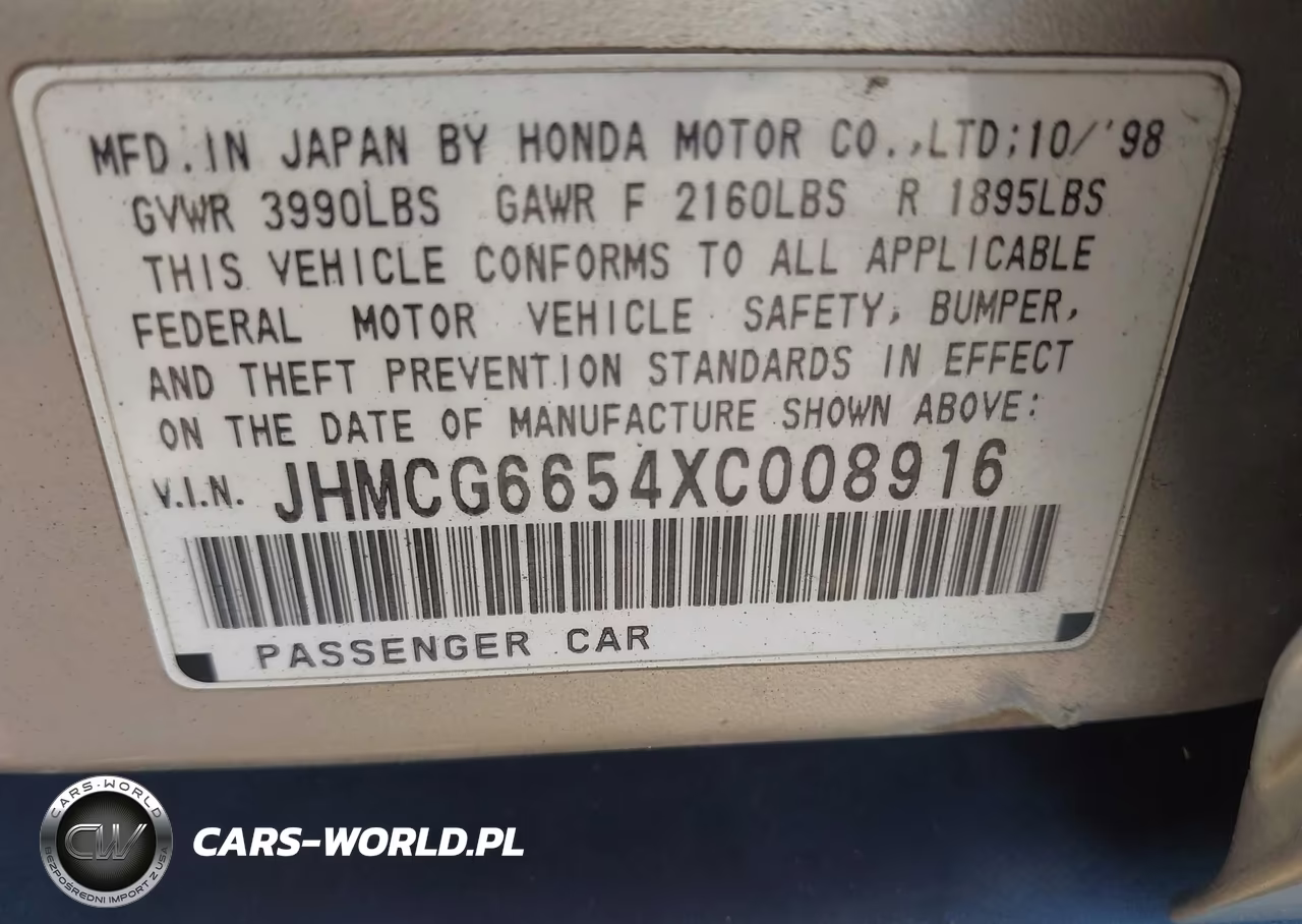 1999 Honda Accord Lx VIN:JHMCG6654XC008916 - 9