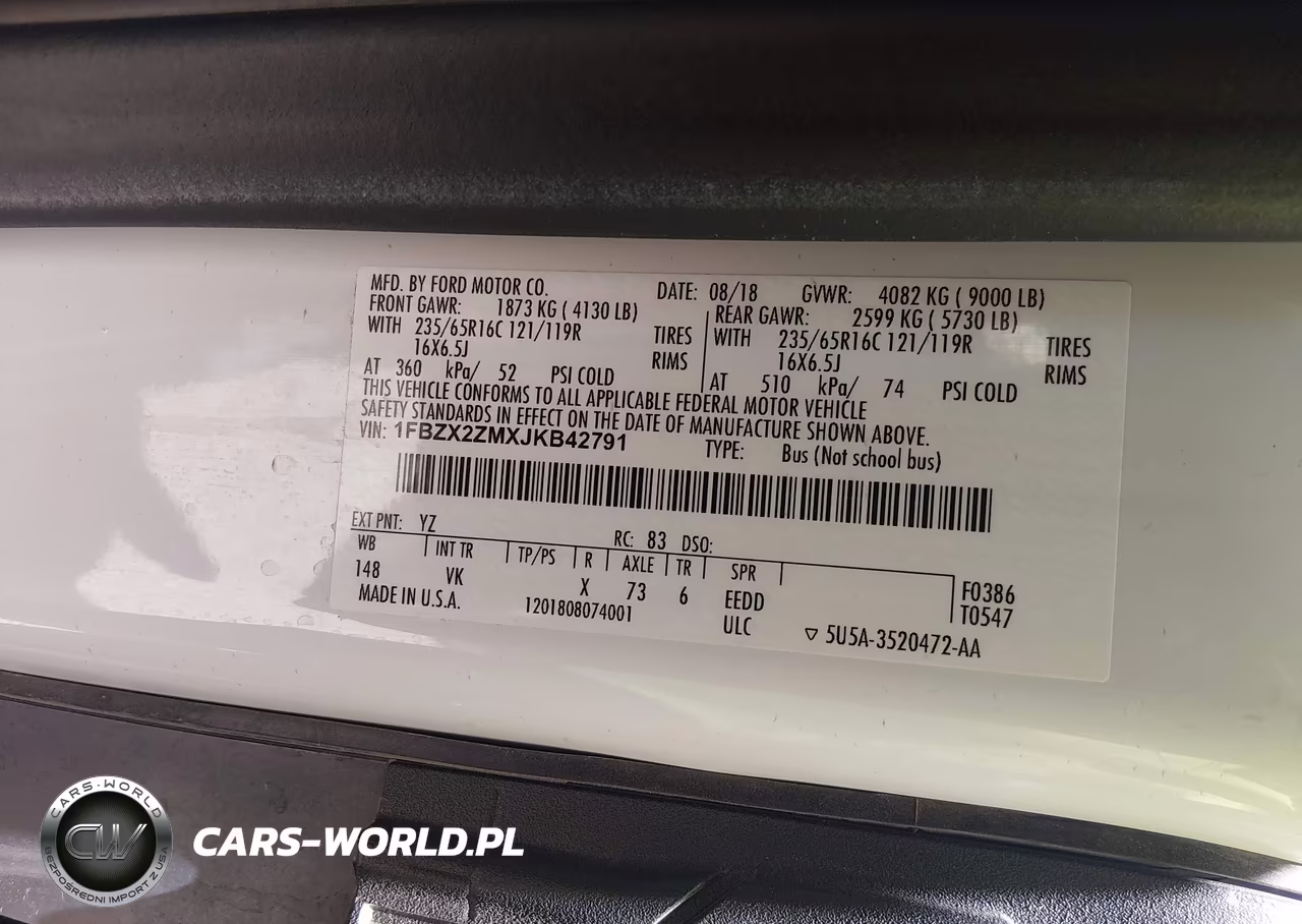 2018 Ford Transit-350 Xl-Xlt VIN:1FBZX2ZMXJKB42791 - 9