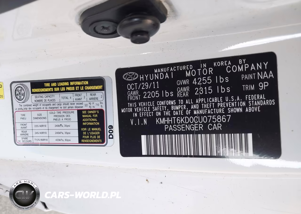 2012 Hyundai Genesis 2.0T R-Spec VIN:KMHHT6KD0CU075867 - 9