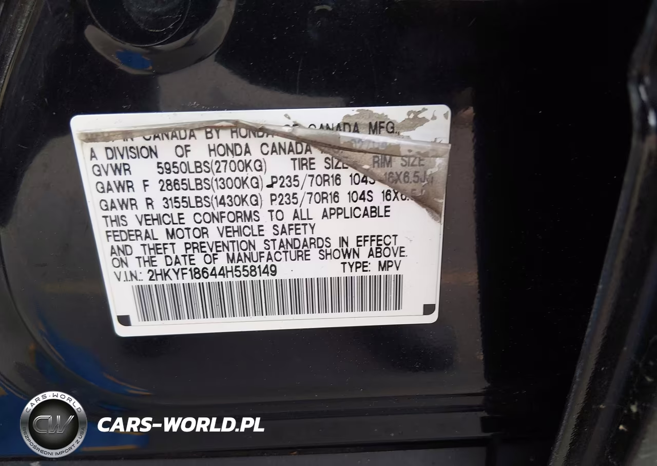 2004 Honda Pilot Ex-L VIN:2HKYF18644H558149 - 9